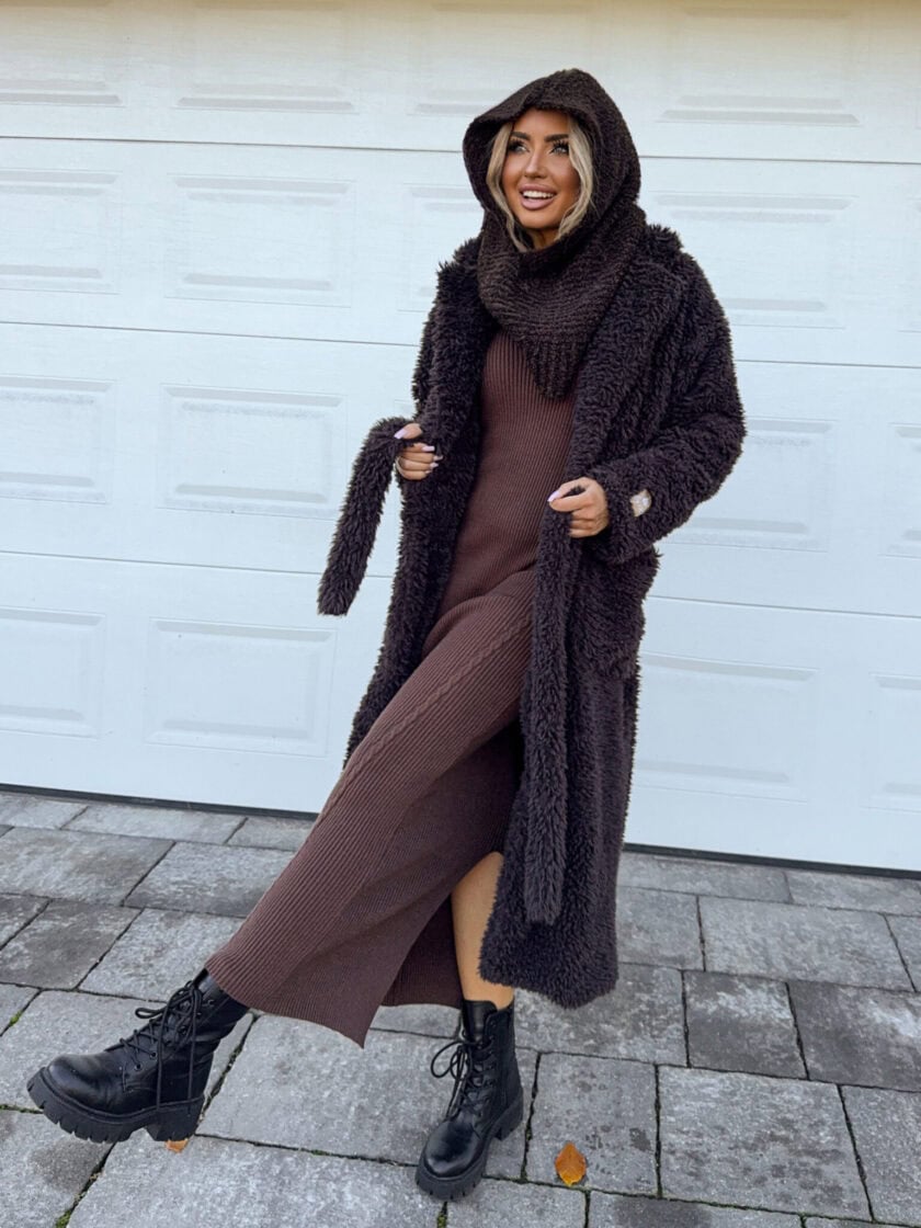 Płaszcz FUR – czekoladowy - obrazek 10