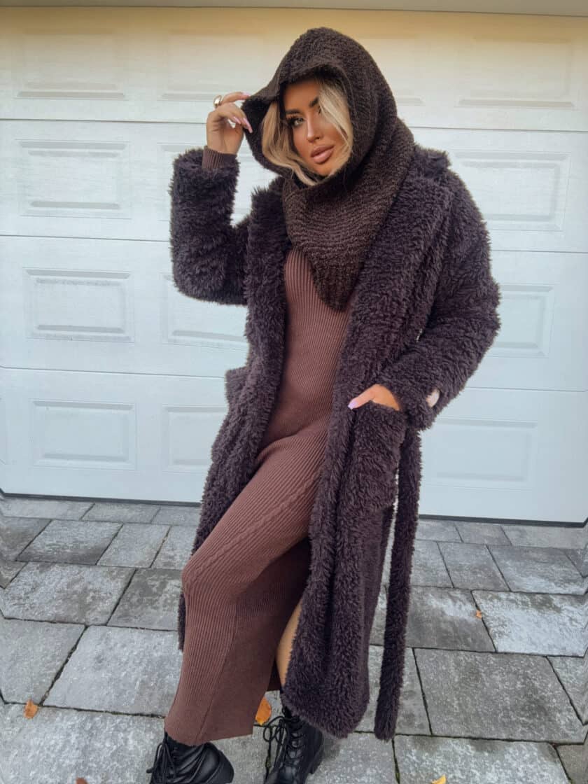 Płaszcz FUR – czekoladowy - obrazek 12
