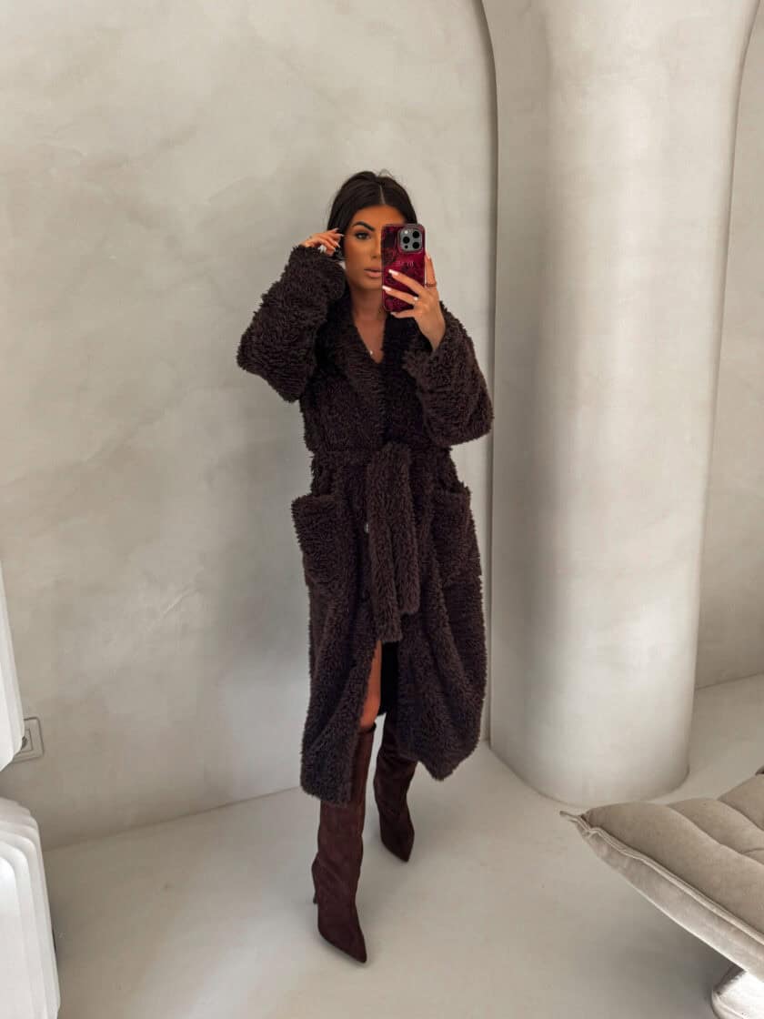 Płaszcz FUR – czekoladowy - obrazek 13