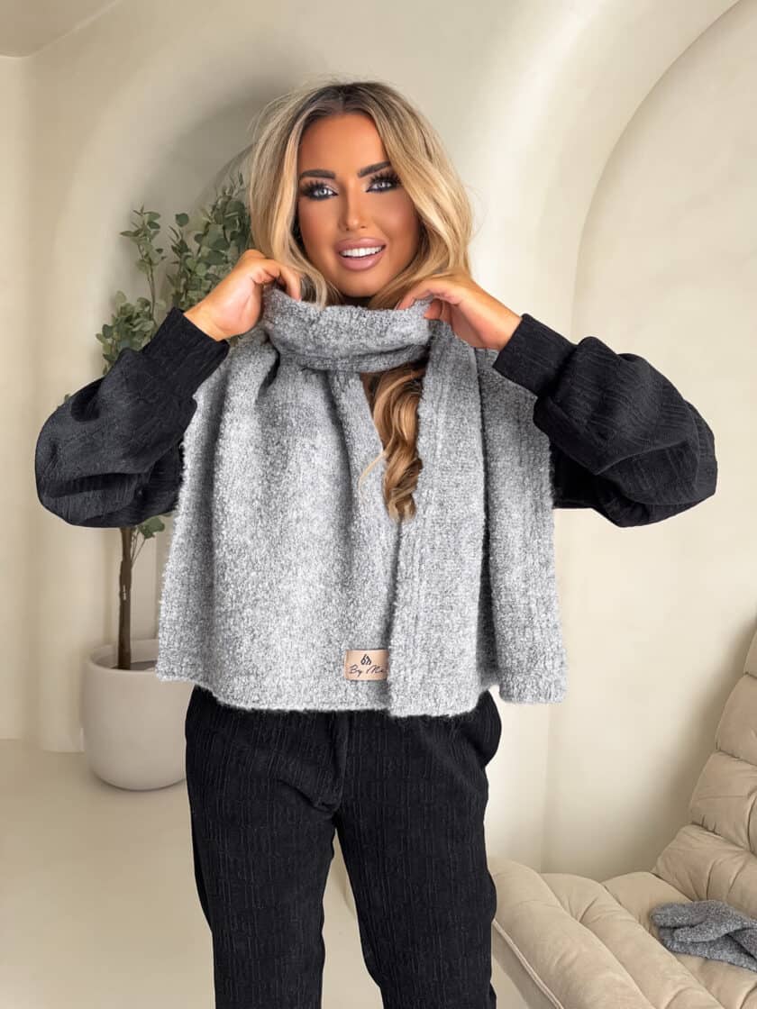 Komplet FROST szal + rękawiczki – szary - obrazek 4