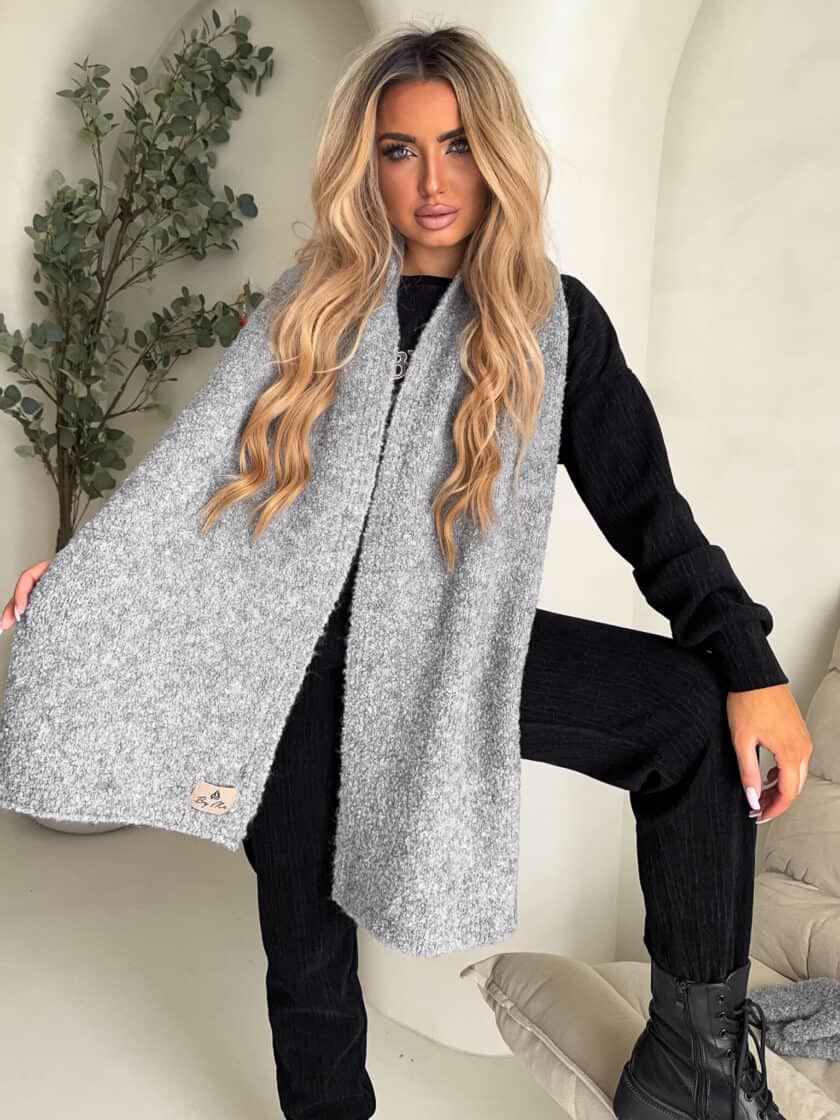 Komplet FROST szal + rękawiczki – szary - obrazek 2