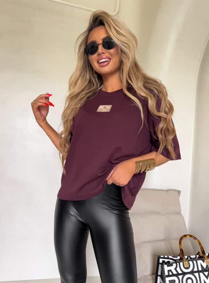 T-shirt COTTON - bordowy