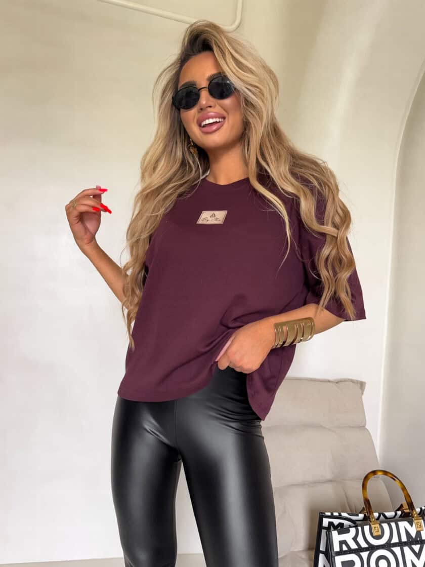 T-shirt COTTON - bordowy