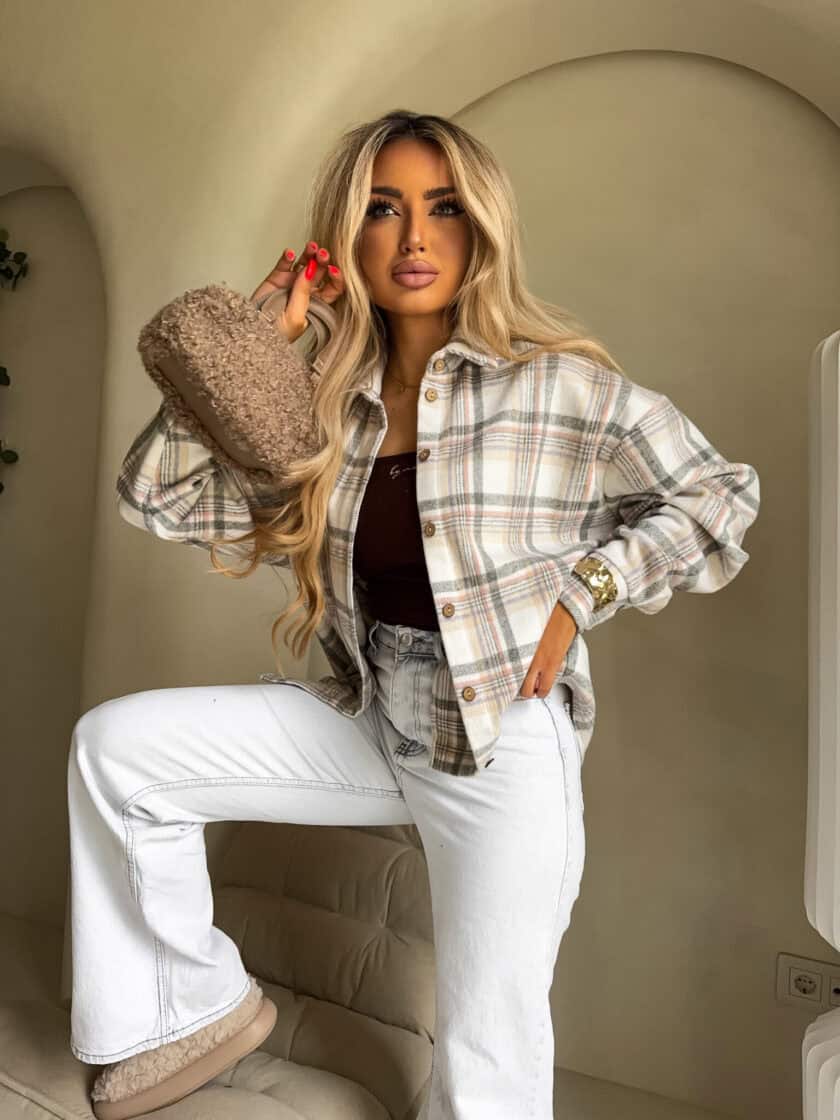 Koszula KRATA - szaro-beżowa - obrazek 2