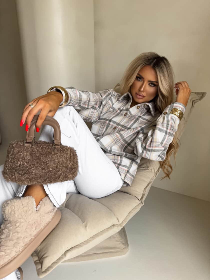 Koszula KRATA - szaro-beżowa - obrazek 8