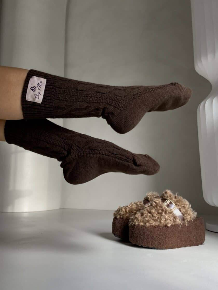 Skarpety WOOL – czekoladowe - obrazek 3