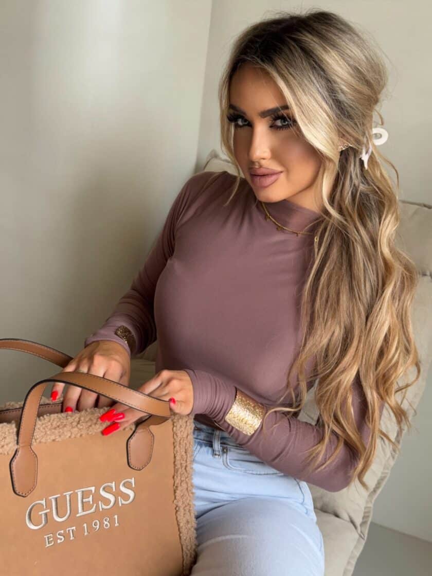 Bluzka SKIN gładka – pudrowy beż - obrazek 2