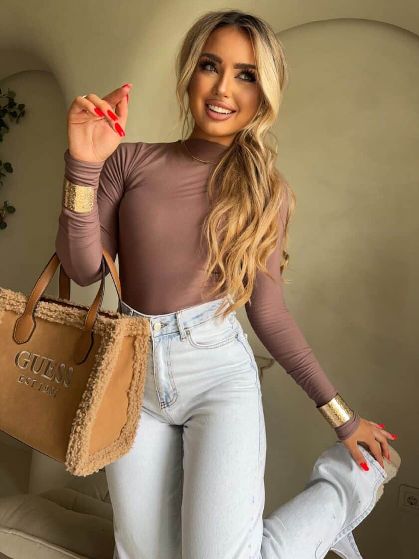 Bluzka SKIN gładka – pudrowy beż - obrazek 4