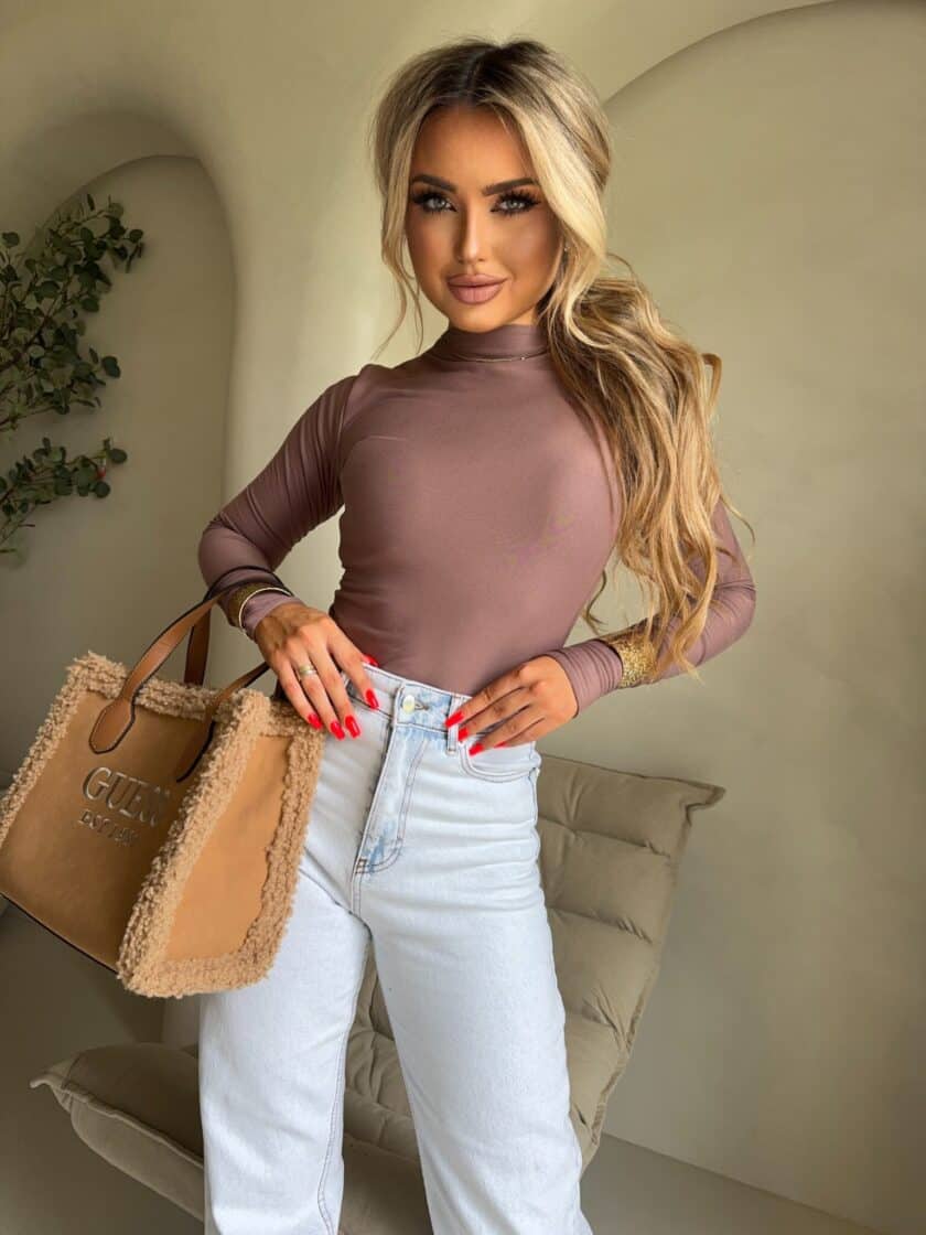 Bluzka SKIN gładka – pudrowy beż