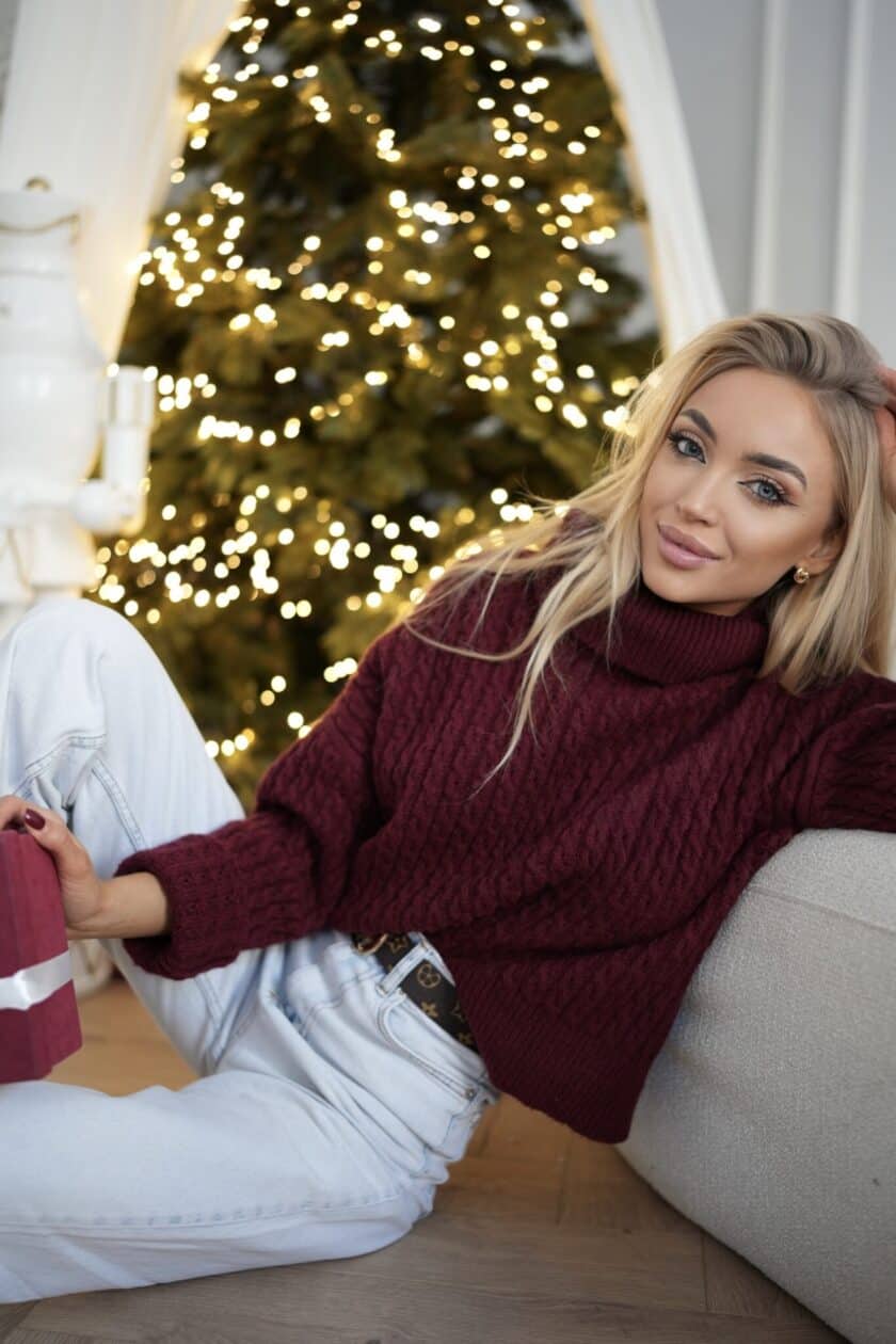 Sweter golf INKO - bordowy - obrazek 14