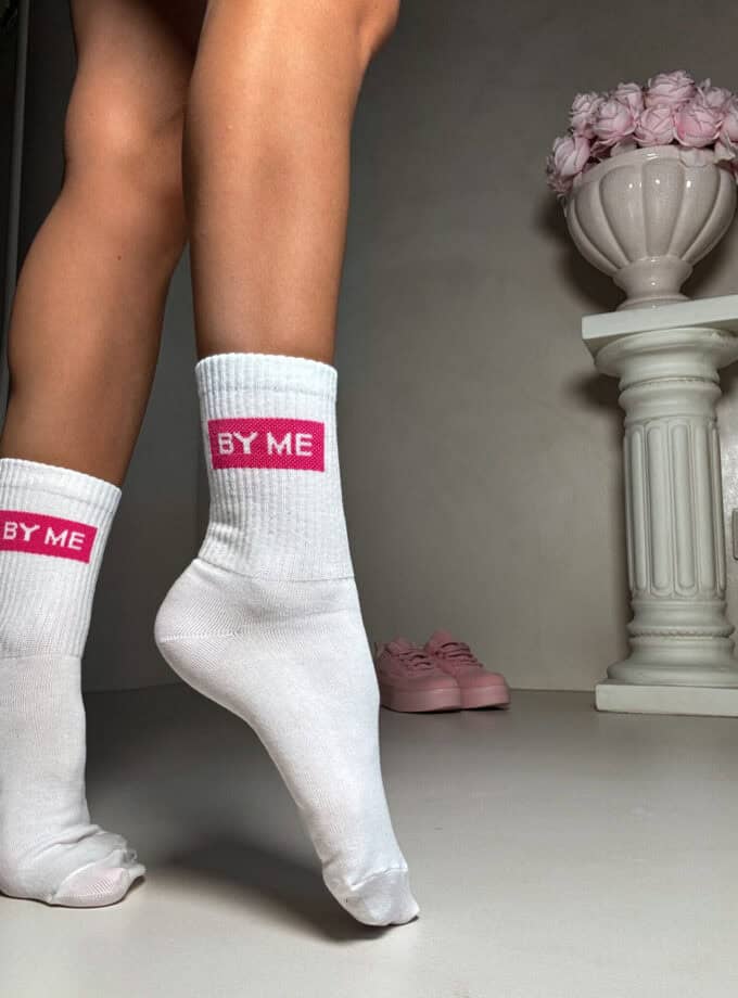 Skarpetki GUESSY – biało-różowe