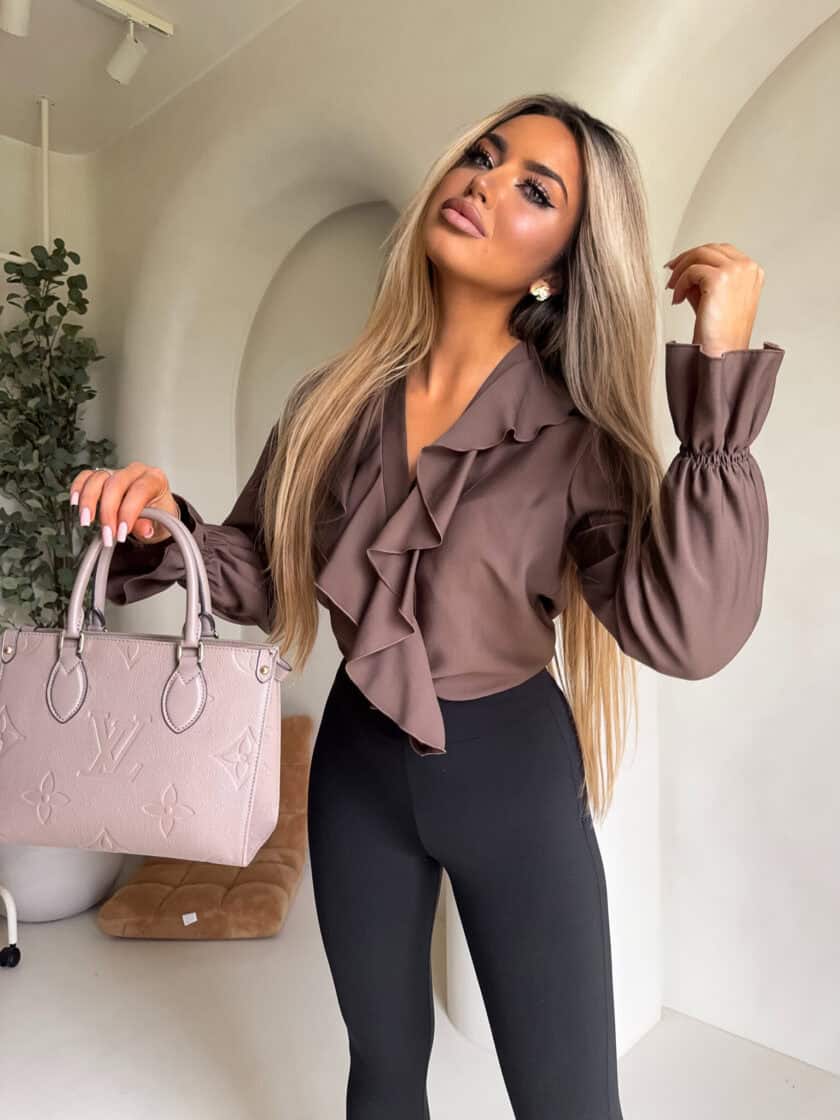 Bluzka ZARRA - czekoladowa - obrazek 3