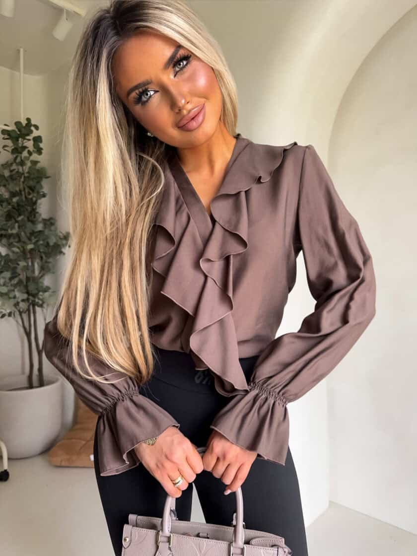 Bluzka ZARRA - czekoladowa - obrazek 4