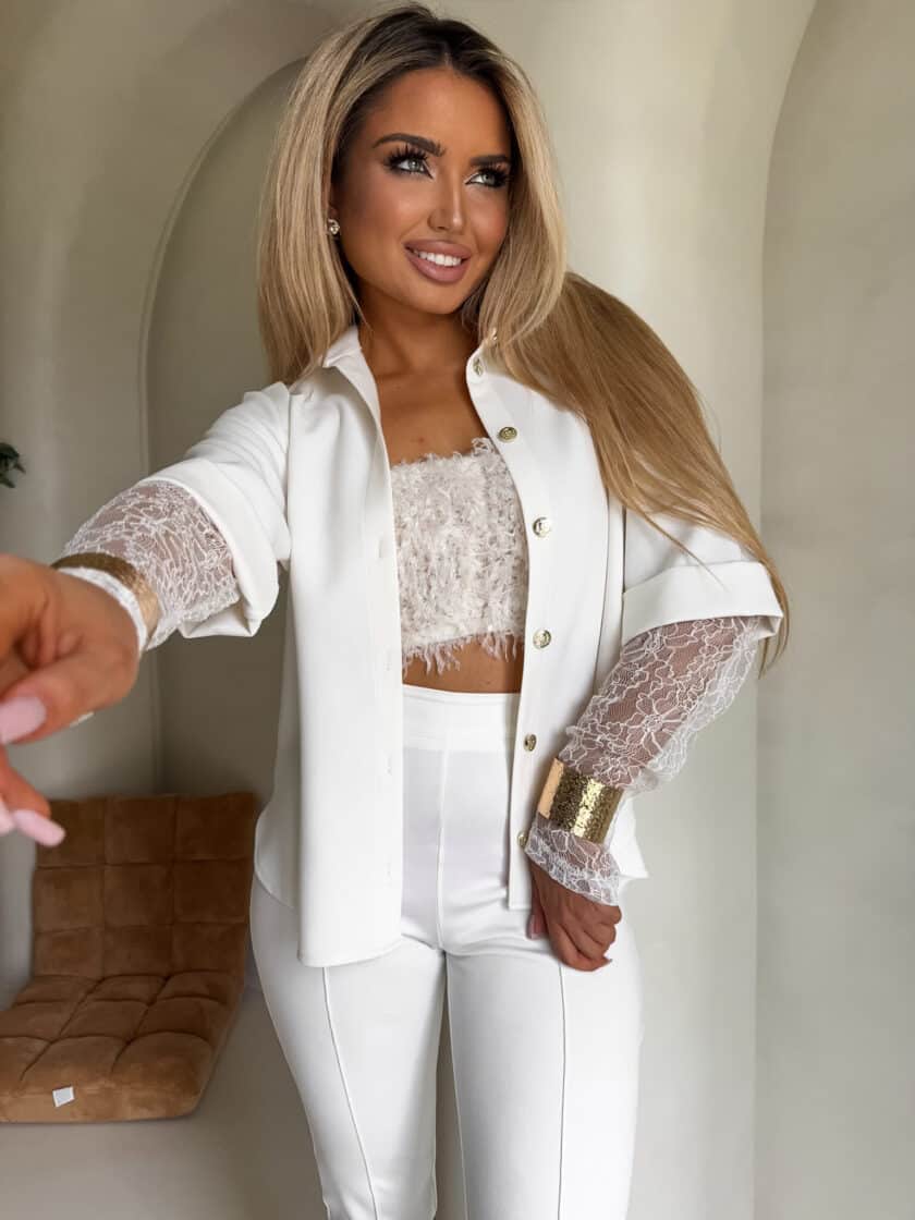 Koszula rękaw KORONKA - ecru - obrazek 2