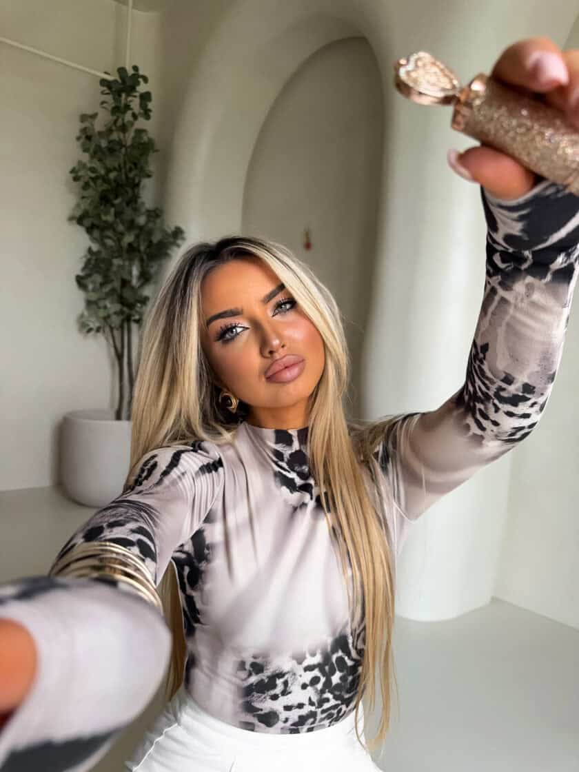 Bluzka SKIN print pantera – jasny beż - obrazek 2