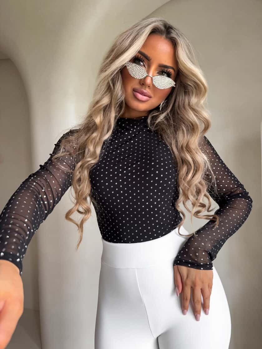 Bluzka SKIN IV transparent brokat - czarna - obrazek 3