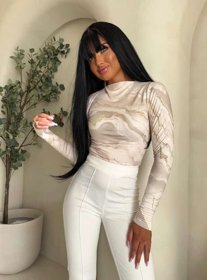 Bluzka SKIN MARMUREK – jasny beż