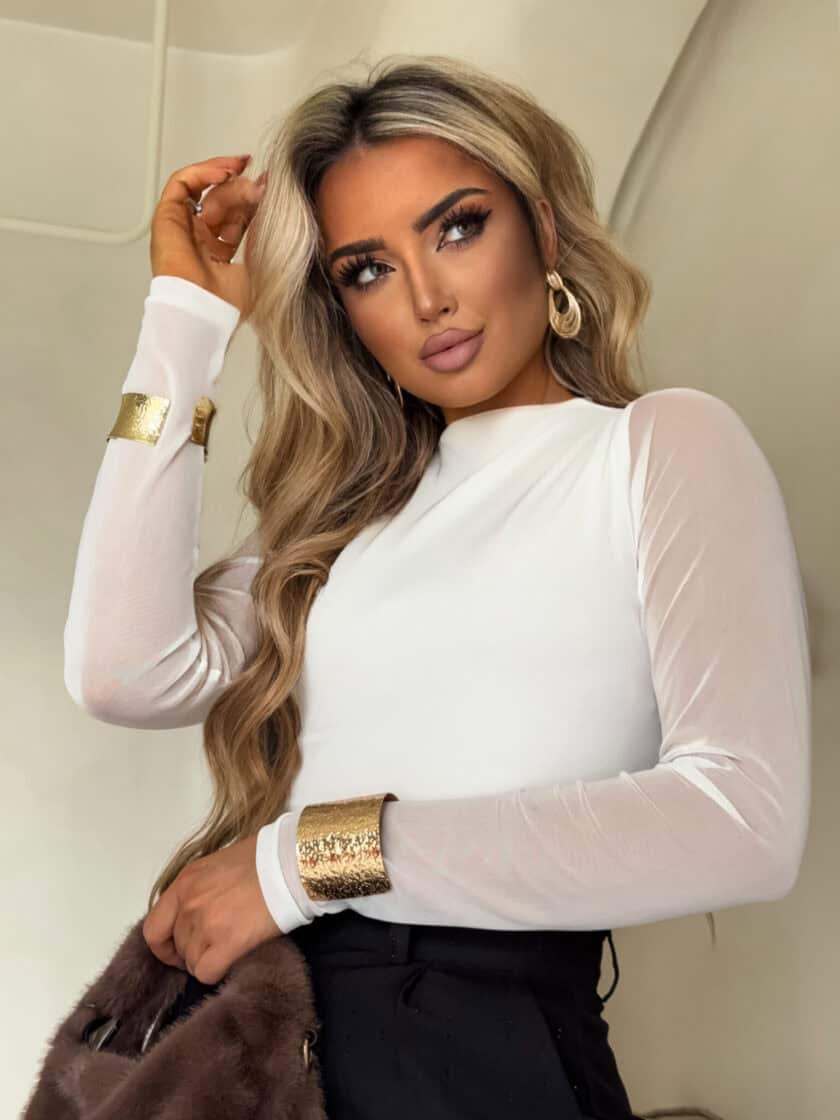 Bluzka SKIN IV transparent gładka - ecru - obrazek 5