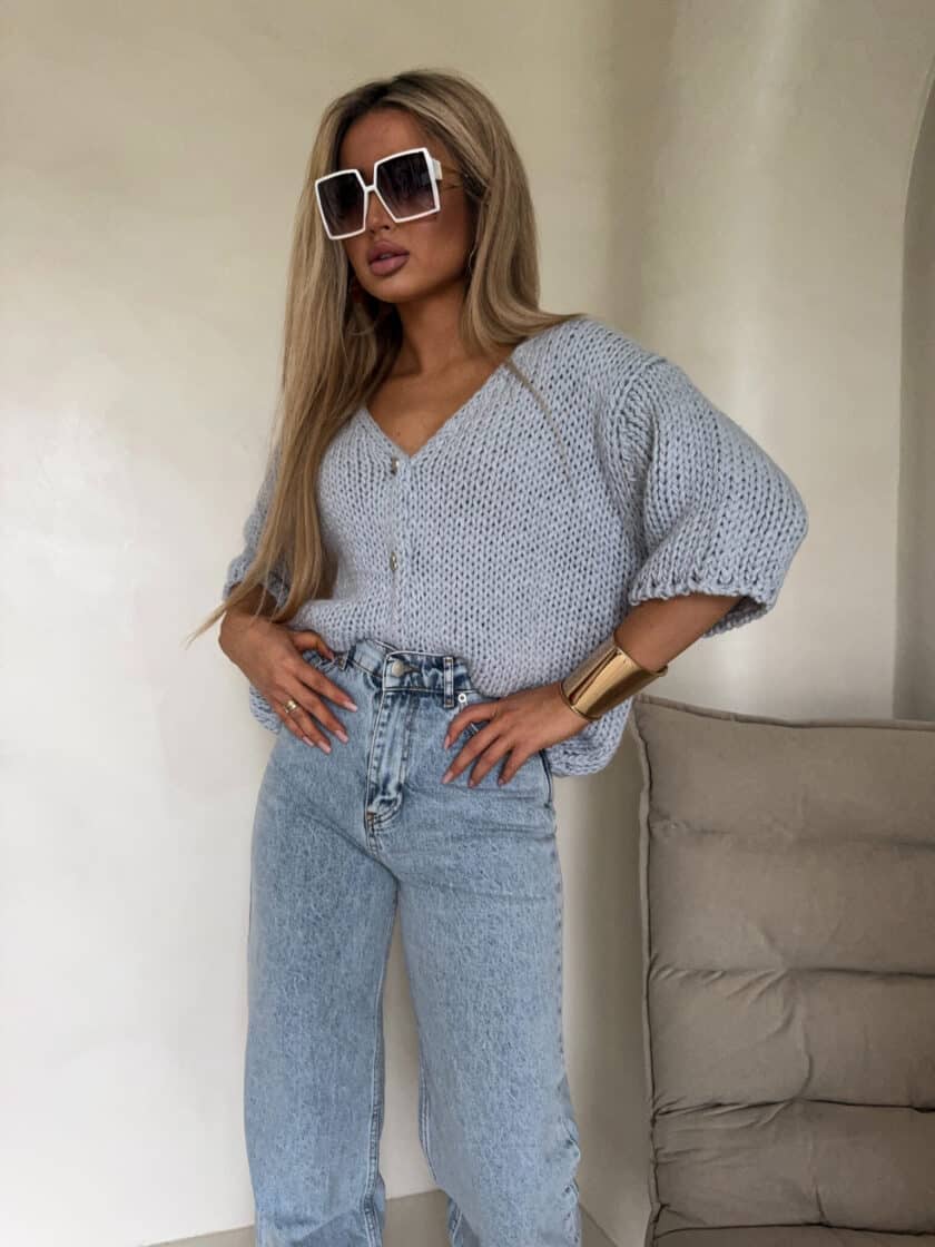 Kardigan ROYAL - chłodny błękit - obrazek 3