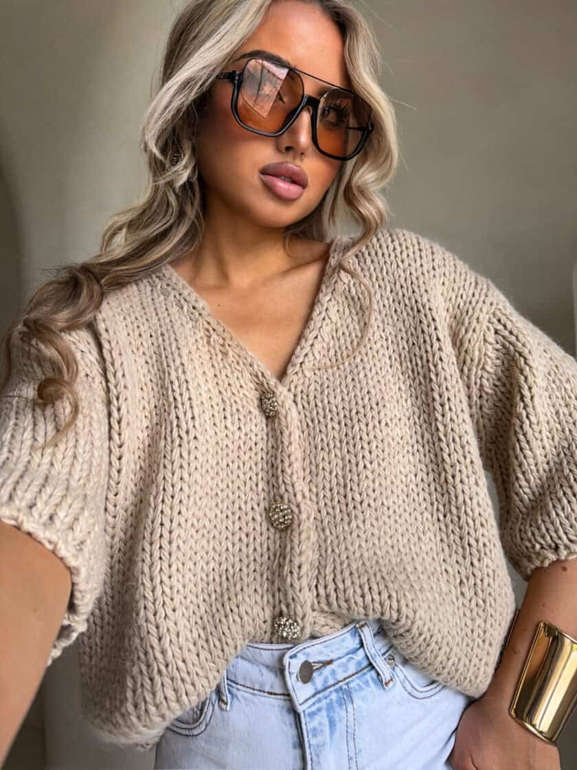 Kardigan ROYAL - ciepły beż - obrazek 3