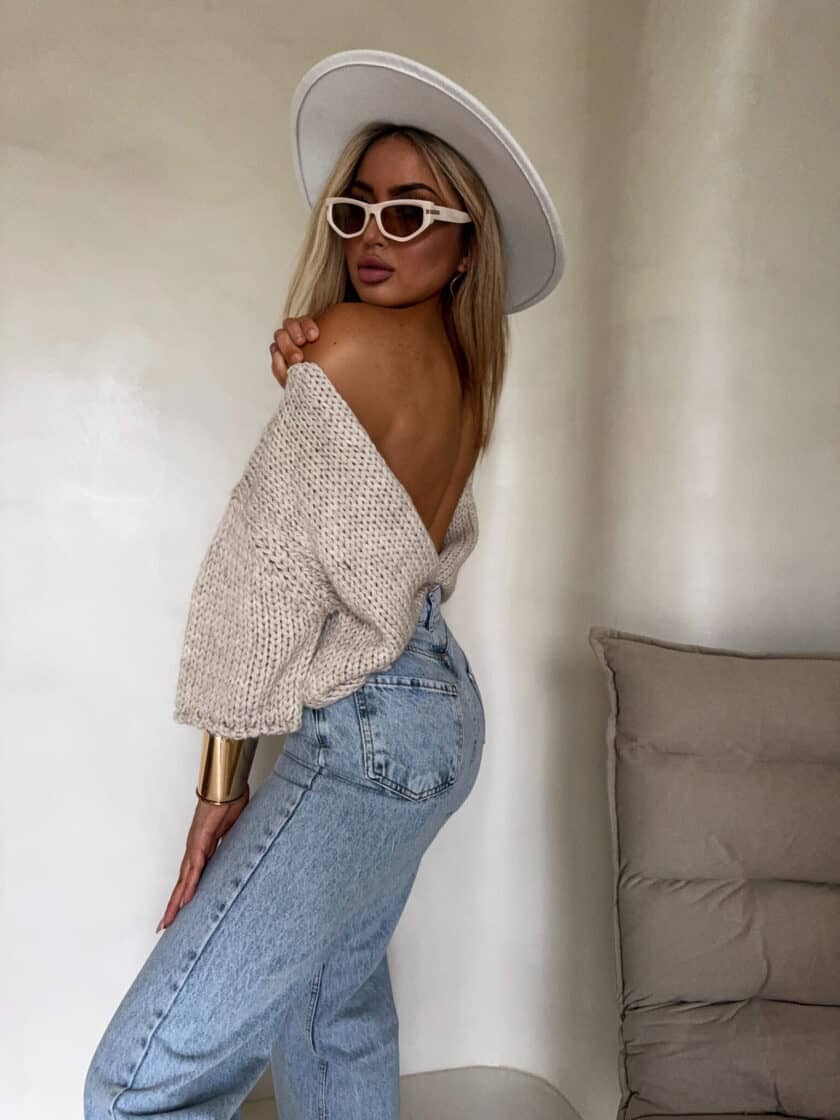 Kardigan ROYAL - chłodny beż - obrazek 4