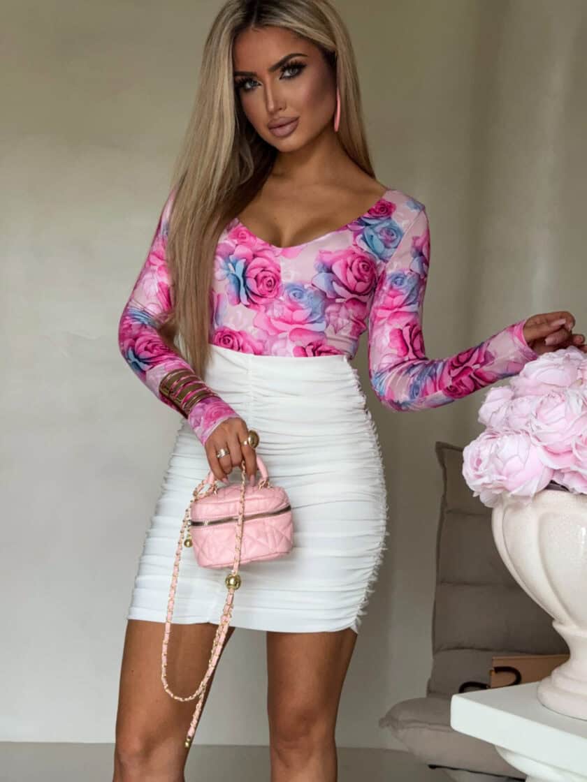 Bluzka VENEZIA print rose - fuksja - obrazek 2