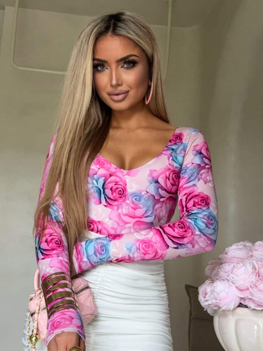 Bluzka VENEZIA print rose - fuksja - obrazek 3