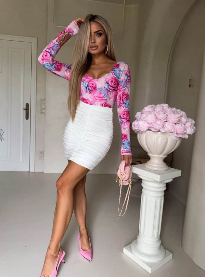 Bluzka VENEZIA print rose - fuksja DOSTĘPNE OD 14.01