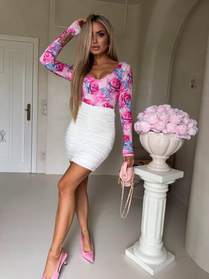 Bluzka VENEZIA print rose - fuksja