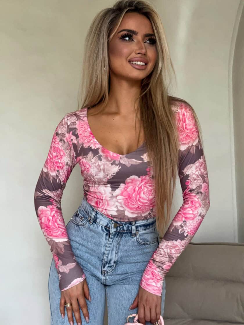 Bluzka VENEZIA print piwonia - mokka - obrazek 4