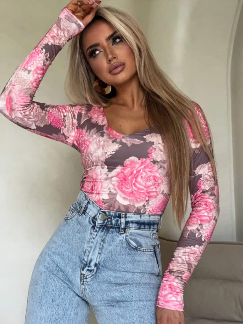 Bluzka VENEZIA print piwonia - mokka - obrazek 2