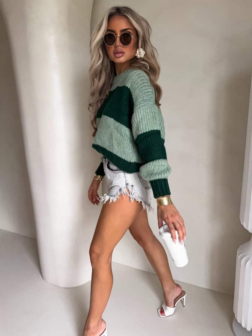 Sweter LEGEND pasy – zieleń - obrazek 2