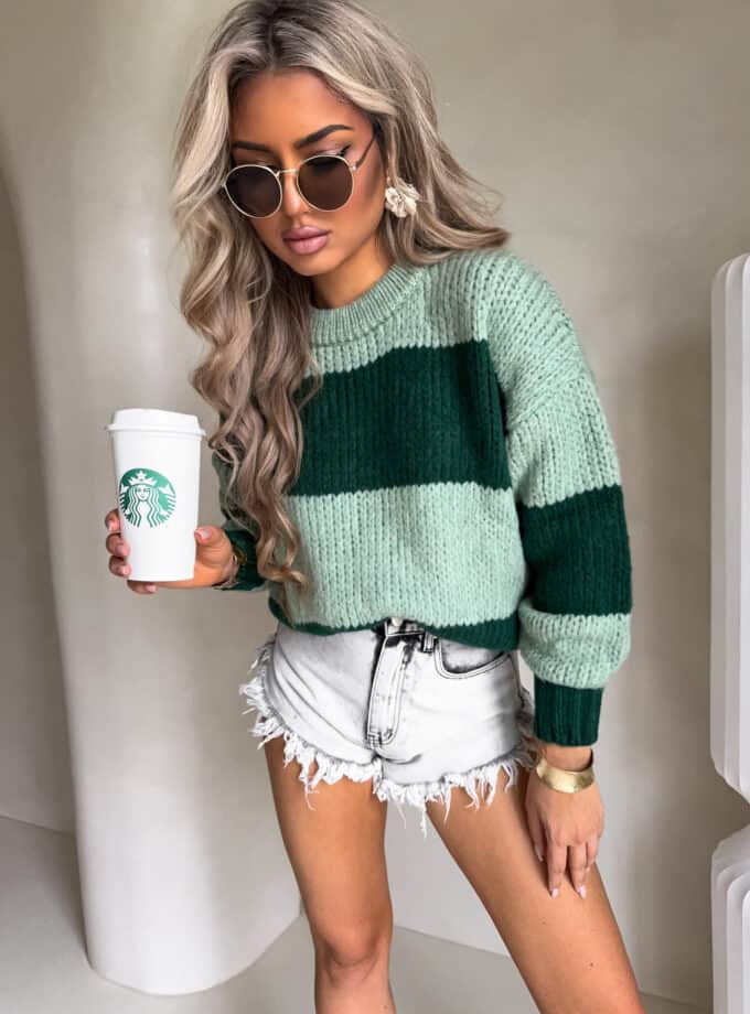 Sweter LEGEND pasy – zieleń