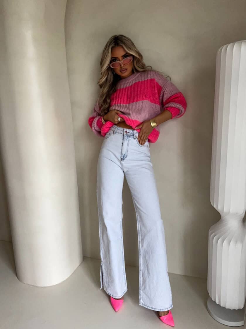 Sweter LEGEND pasy – jasny roż-koral DOSTĘPNE OD 12.01.2026r - obrazek 3