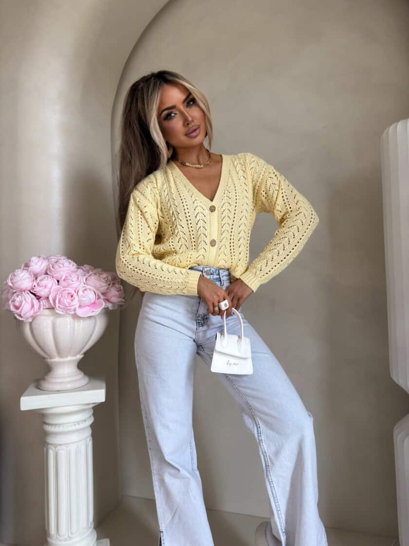 Sweter WOOD – żółty pastel - obrazek 4