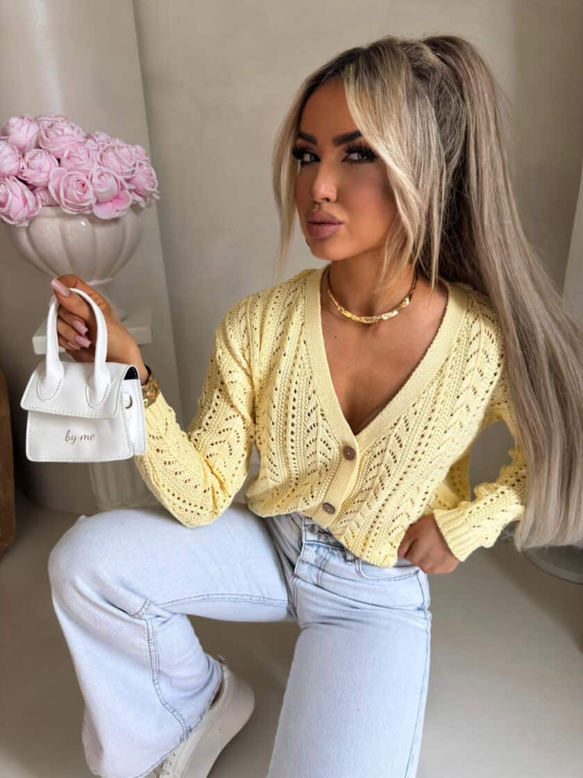 Sweter WOOD – żółty pastel - obrazek 10