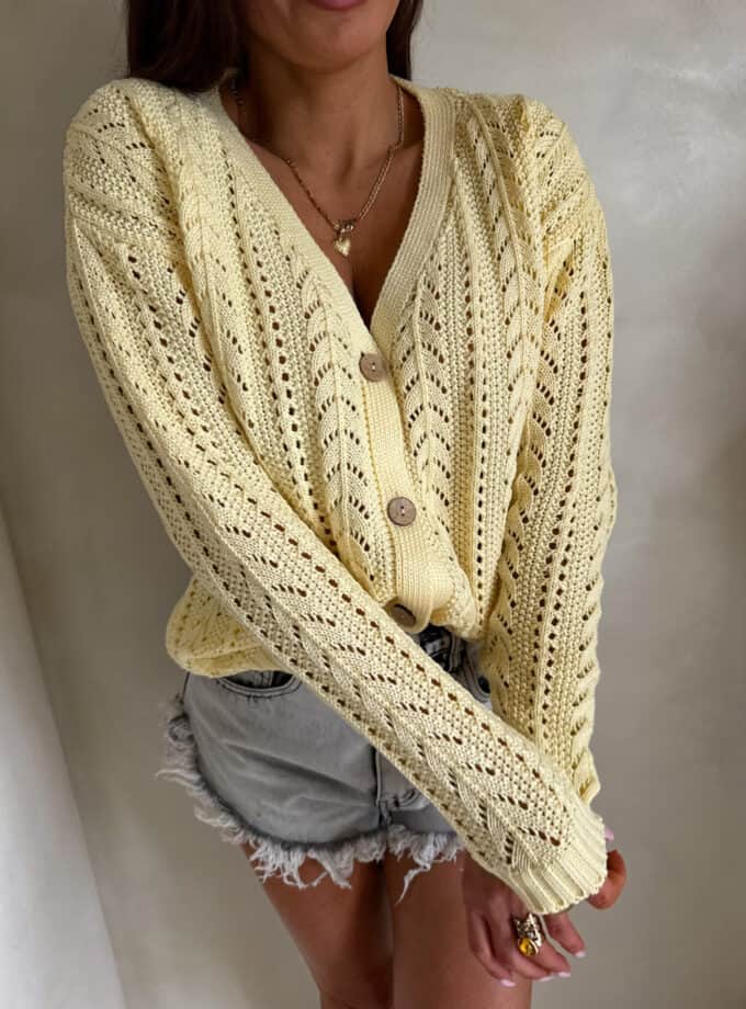 Sweter WOOD – żółty pastel