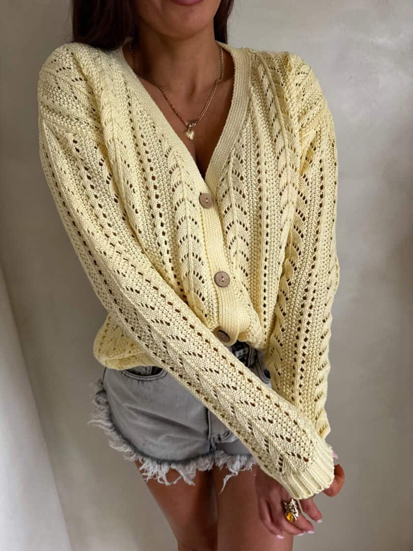 Sweter WOOD – żółty pastel