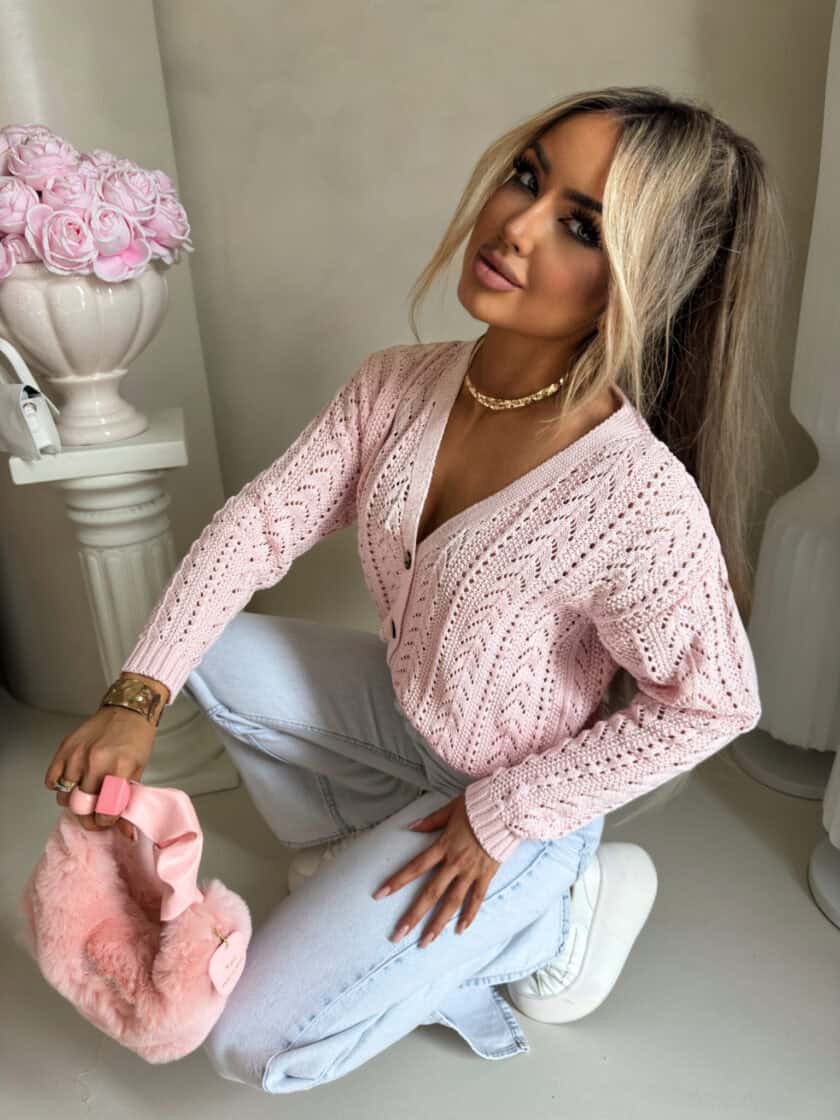 Sweter WOOD – jasny róż