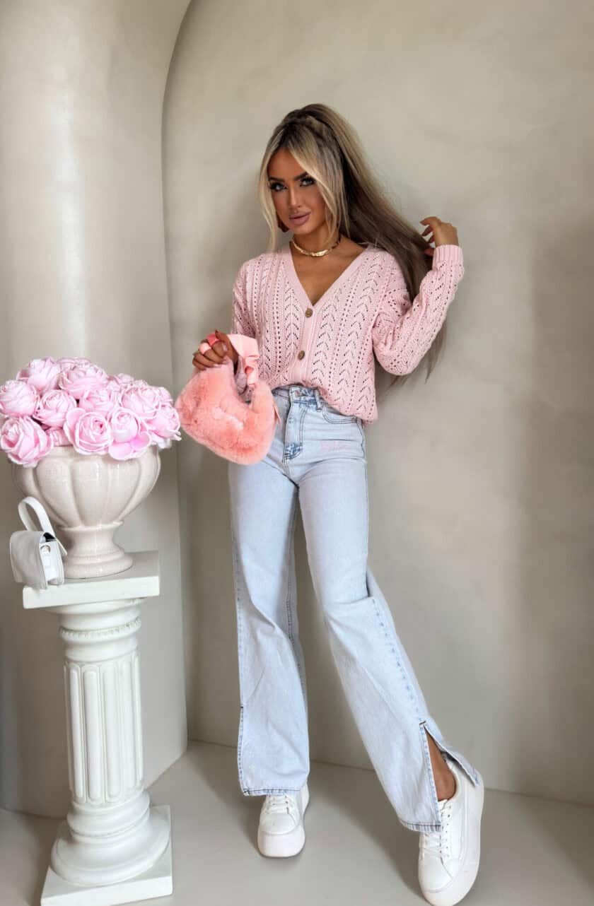 Sweter WOOD – jasny róż - obrazek 2