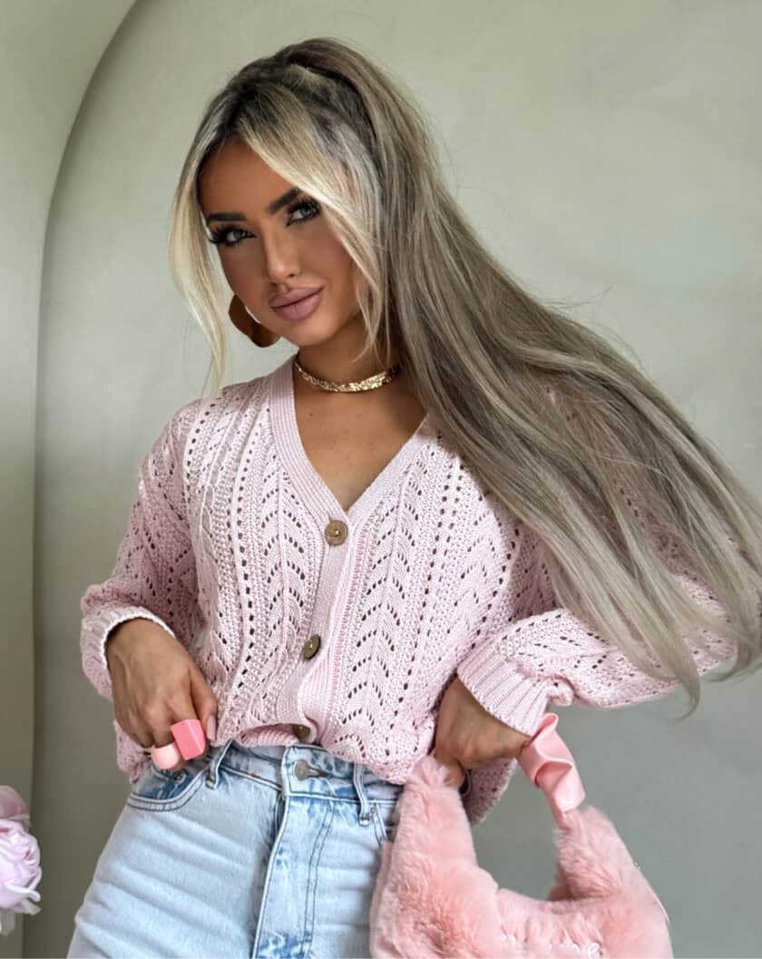 Sweter WOOD – jasny róż - obrazek 5