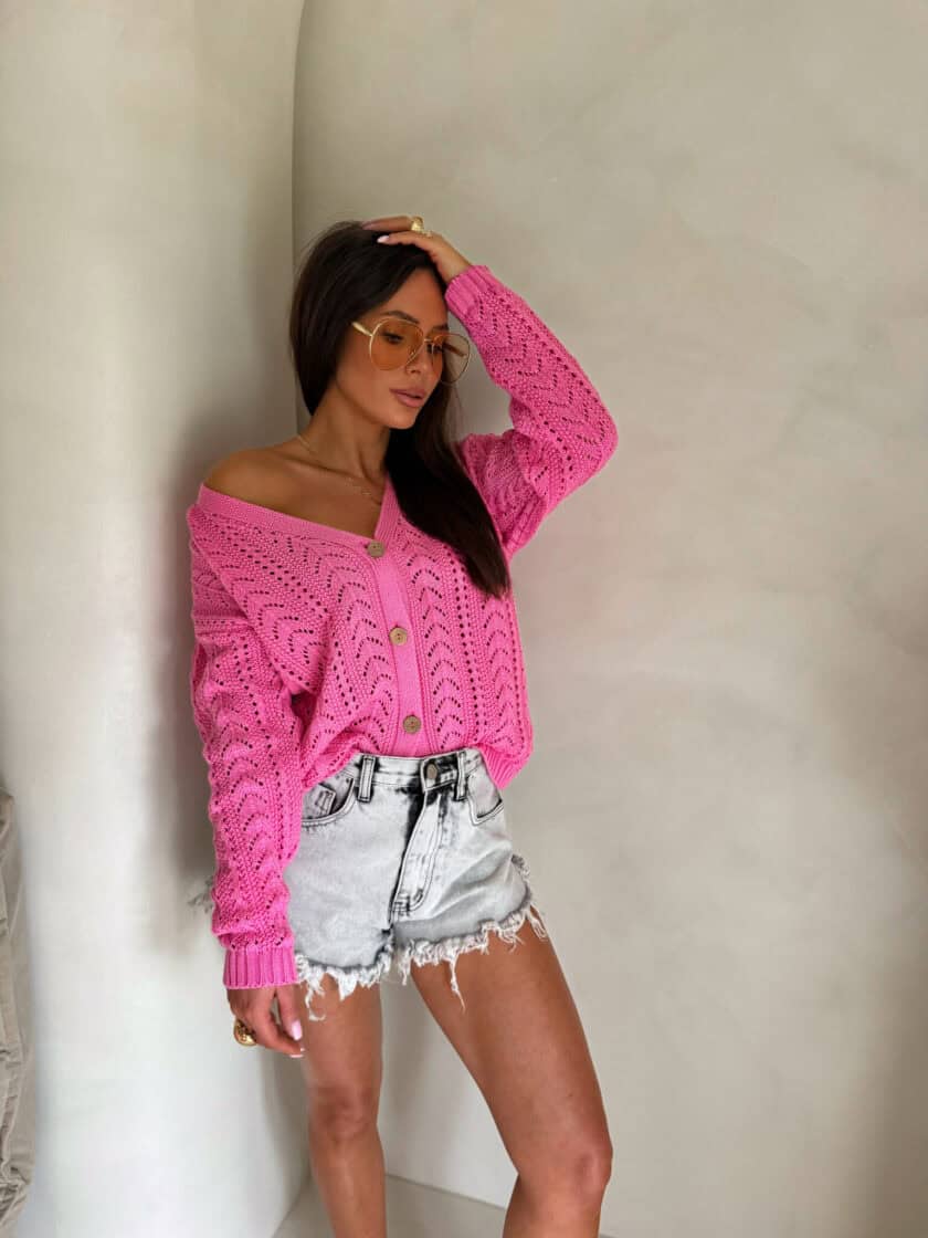 Sweter WOOD – ciemny róż