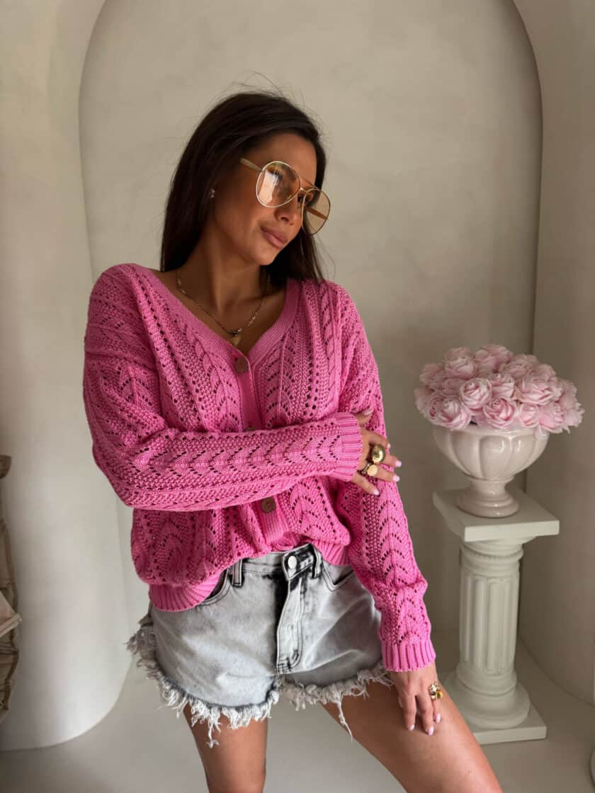 Sweter WOOD – ciemny róż - obrazek 11