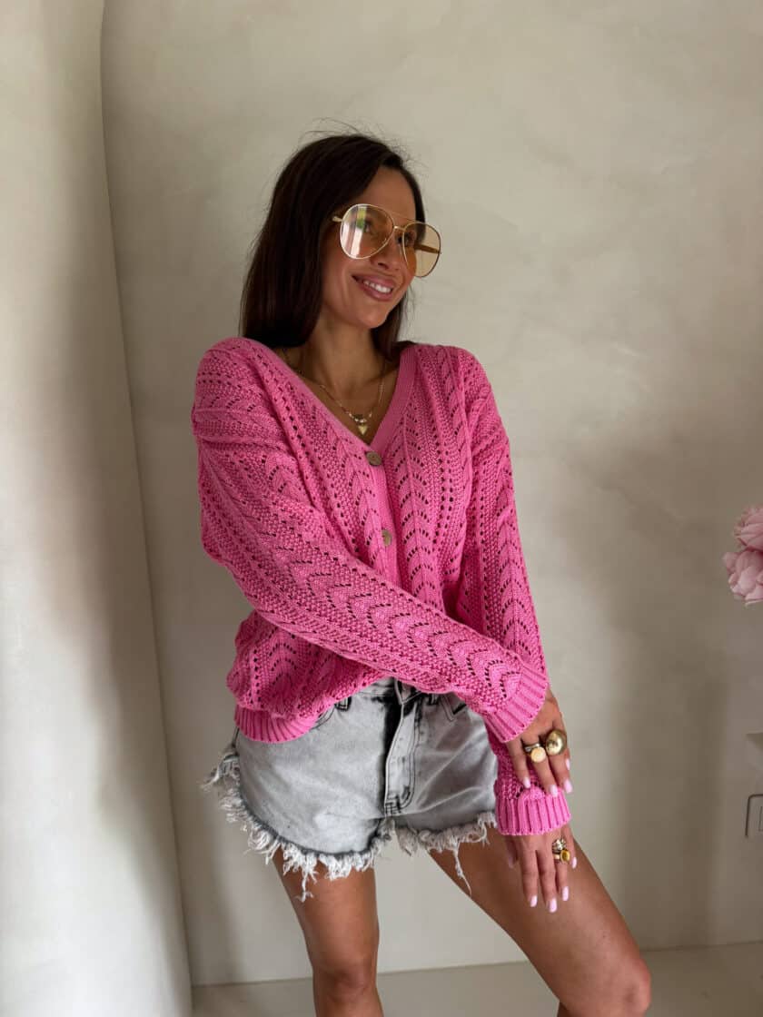 Sweter WOOD – ciemny róż - obrazek 4