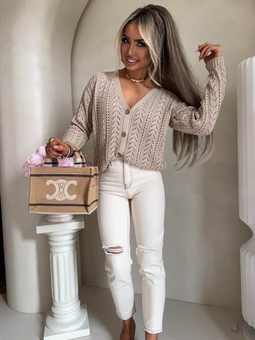 Sweter WOOD – beżowy - obrazek 11