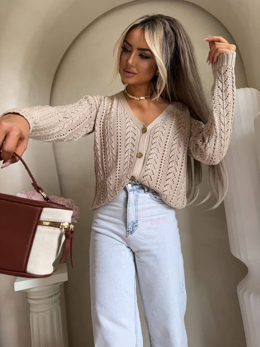 Sweter WOOD – beżowy - obrazek 13