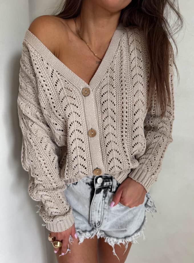 Sweter WOOD – beżowy