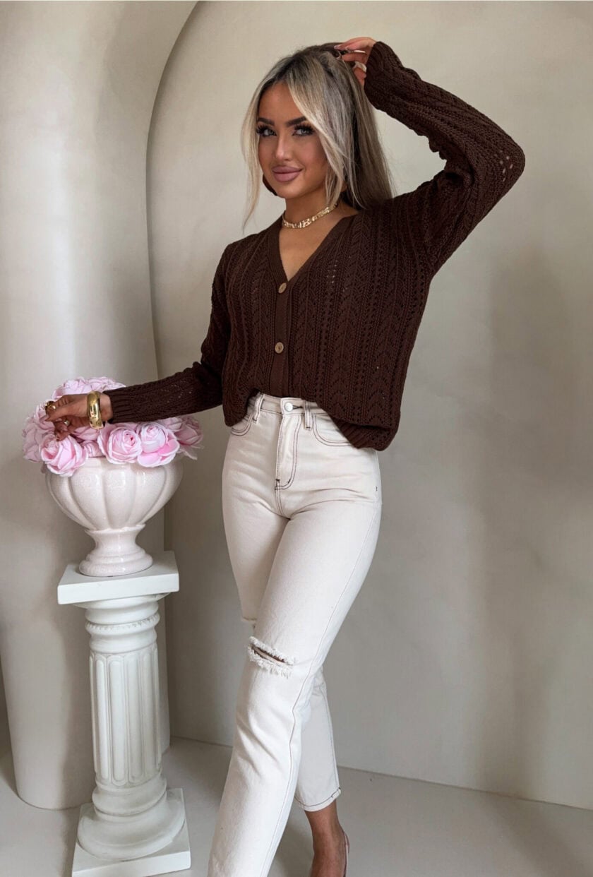 Sweter WOOD – brązowy - obrazek 5