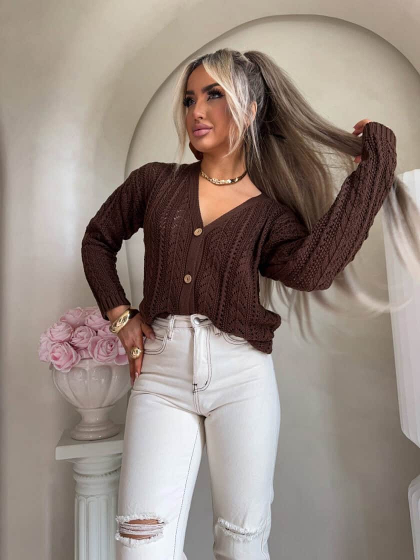 Sweter WOOD – brązowy - obrazek 9