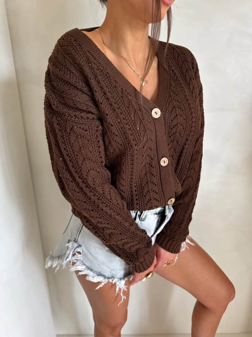 Sweter WOOD – brązowy - obrazek 10